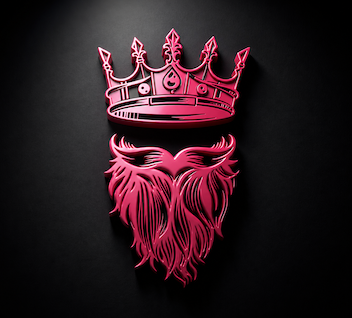 AB The Only — Pink Crown and Beard Logo on Black
